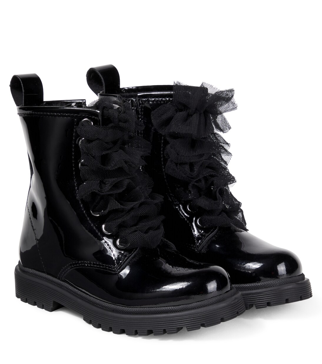 Shearling-lined patent leather boots  | Monnalisa