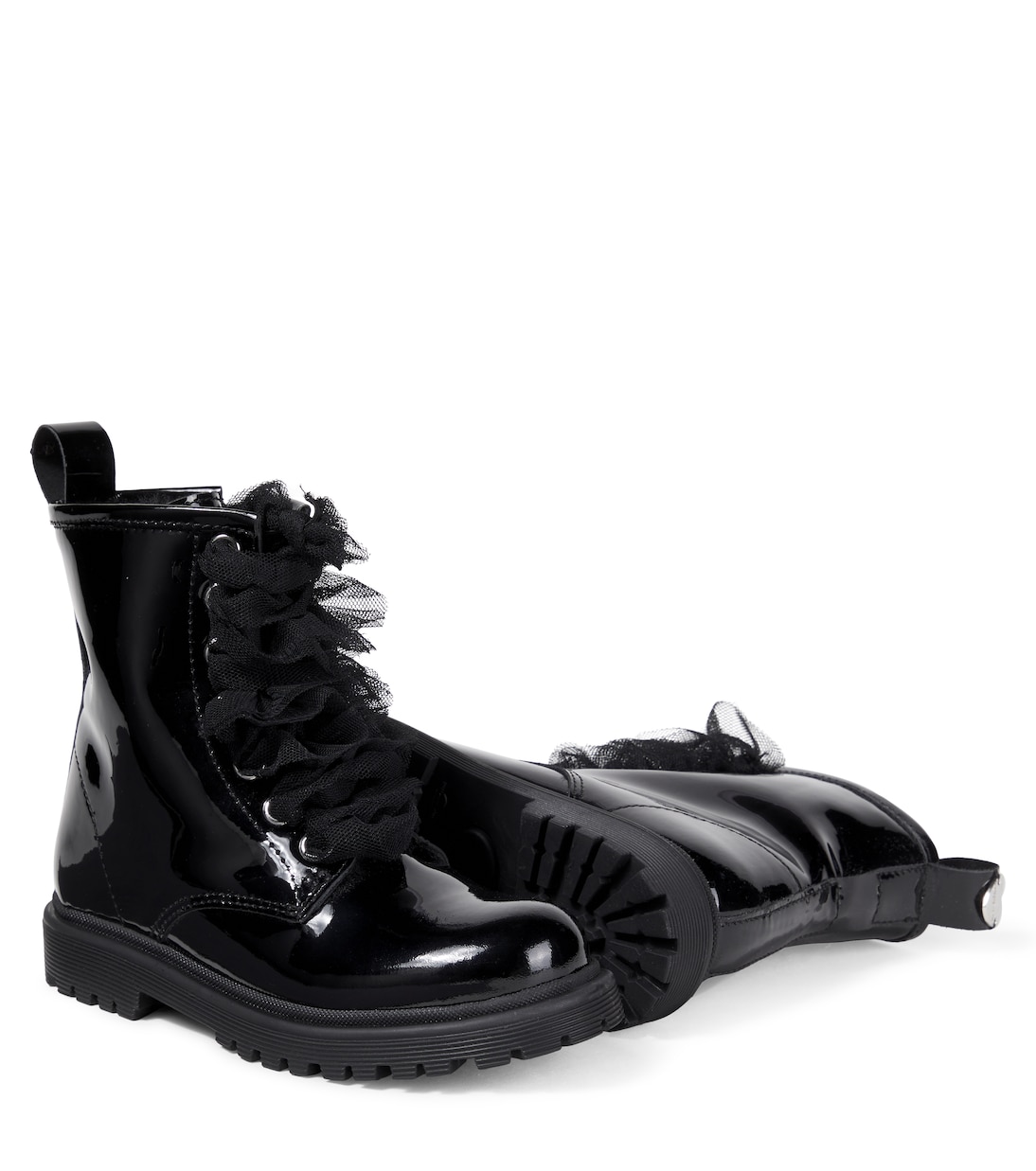 Shearling-lined patent leather boots  | Monnalisa