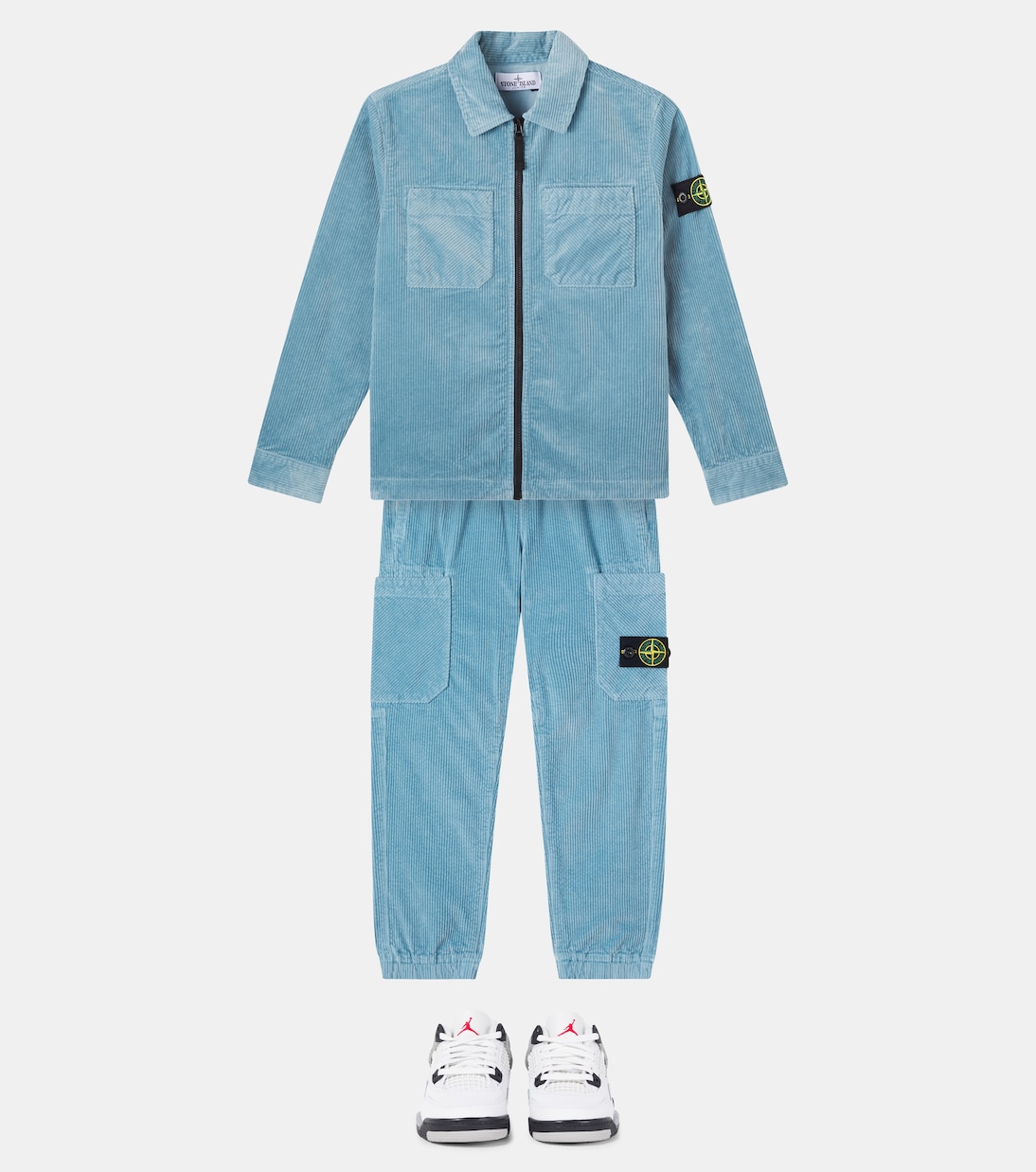 Compass cotton-blend corduroy overshirt | Stone Island Junior