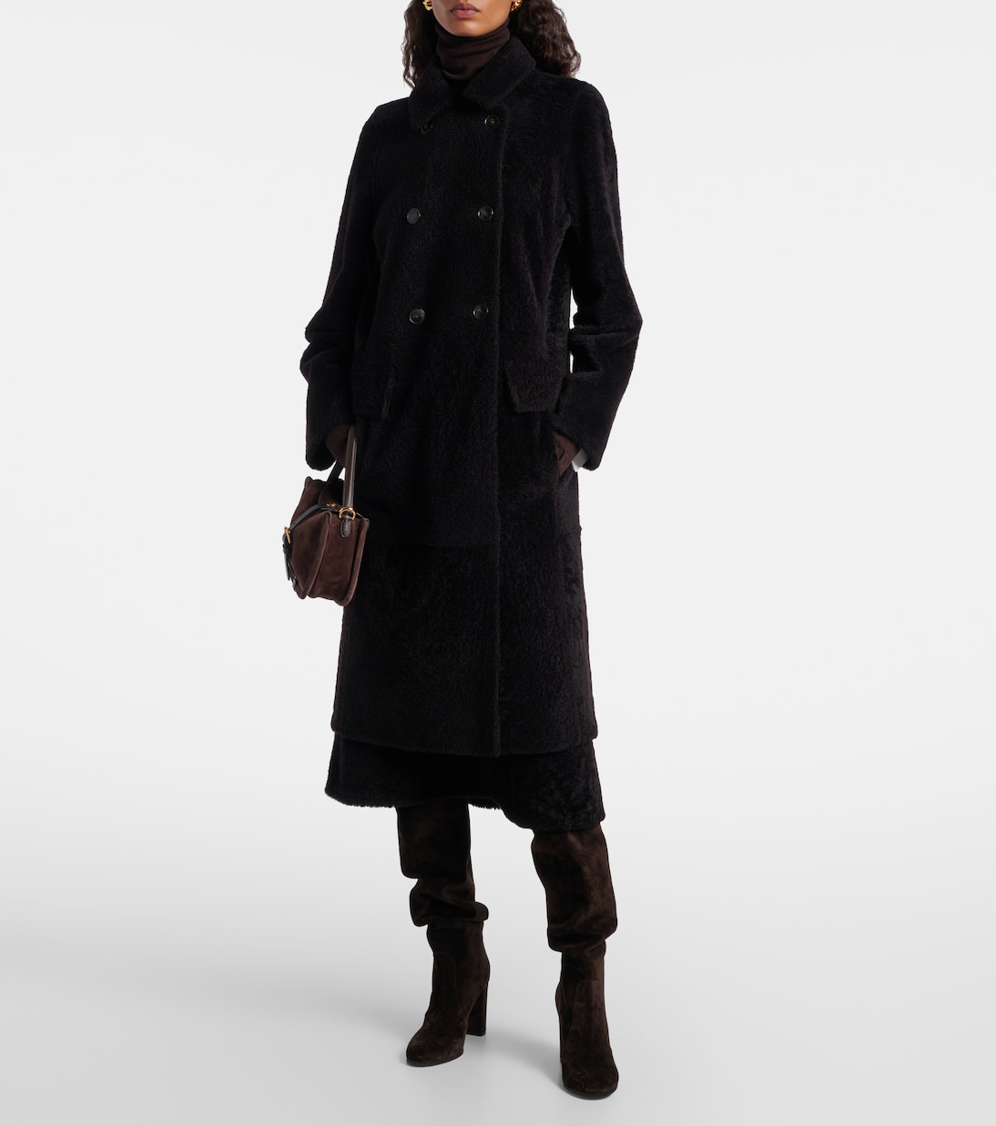 Double-breasted shearling coat | Yves Salomon