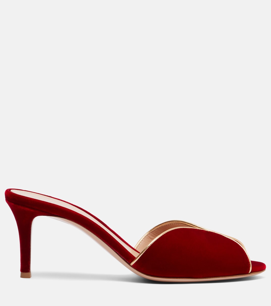 70 leather-trimmed velvet mules | Gianvito Rossi