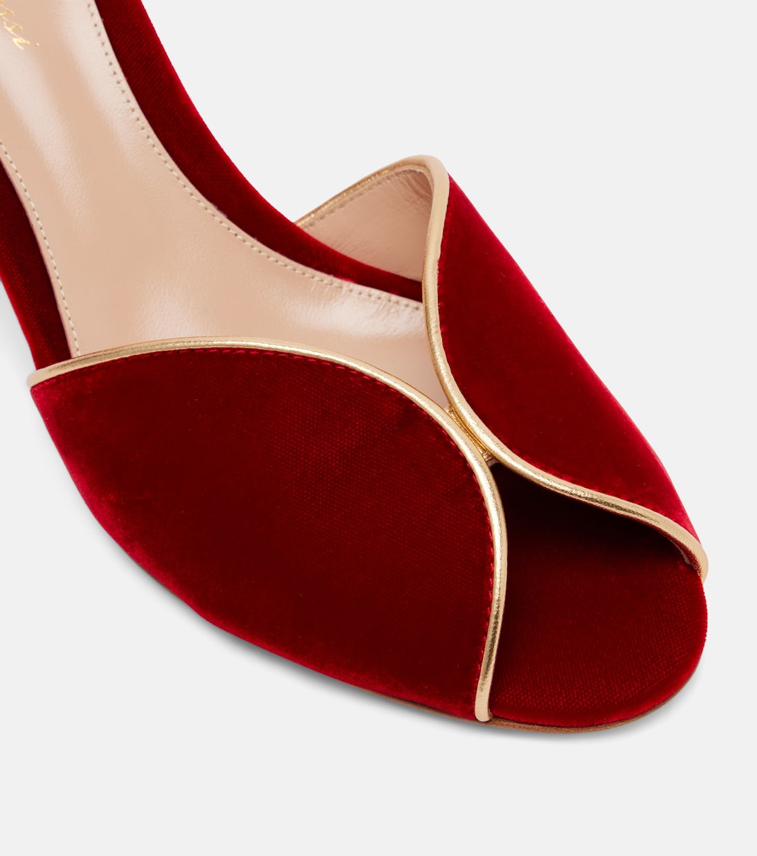 70 leather-trimmed velvet mules | Gianvito Rossi