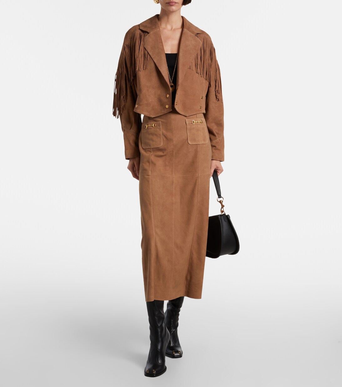 Edwina high-waist suede maxi skirt | Rixo