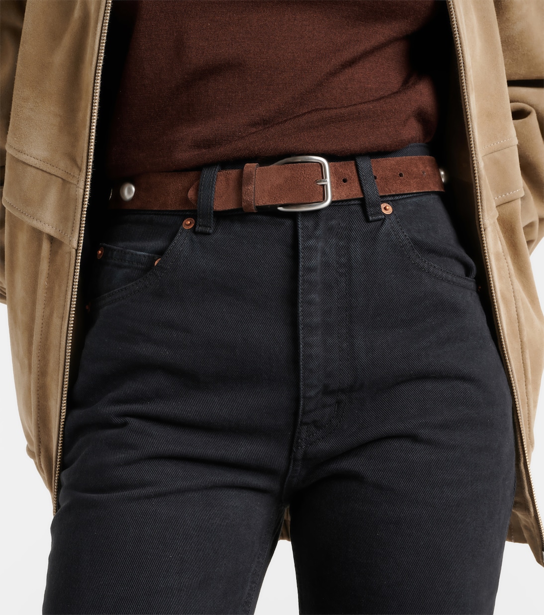 Studded suede belt | Nour Hammour