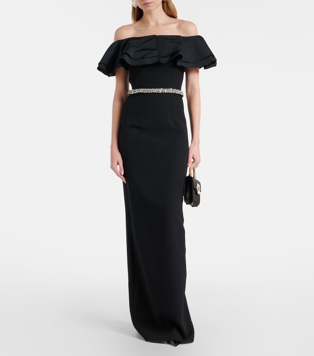 Ryan crystal-embellished ruffled crêpe gown | Safiyaa