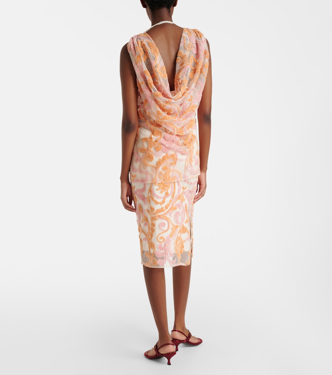 Bestickter Midirock aus Samt und Tüll | Xu Zhi