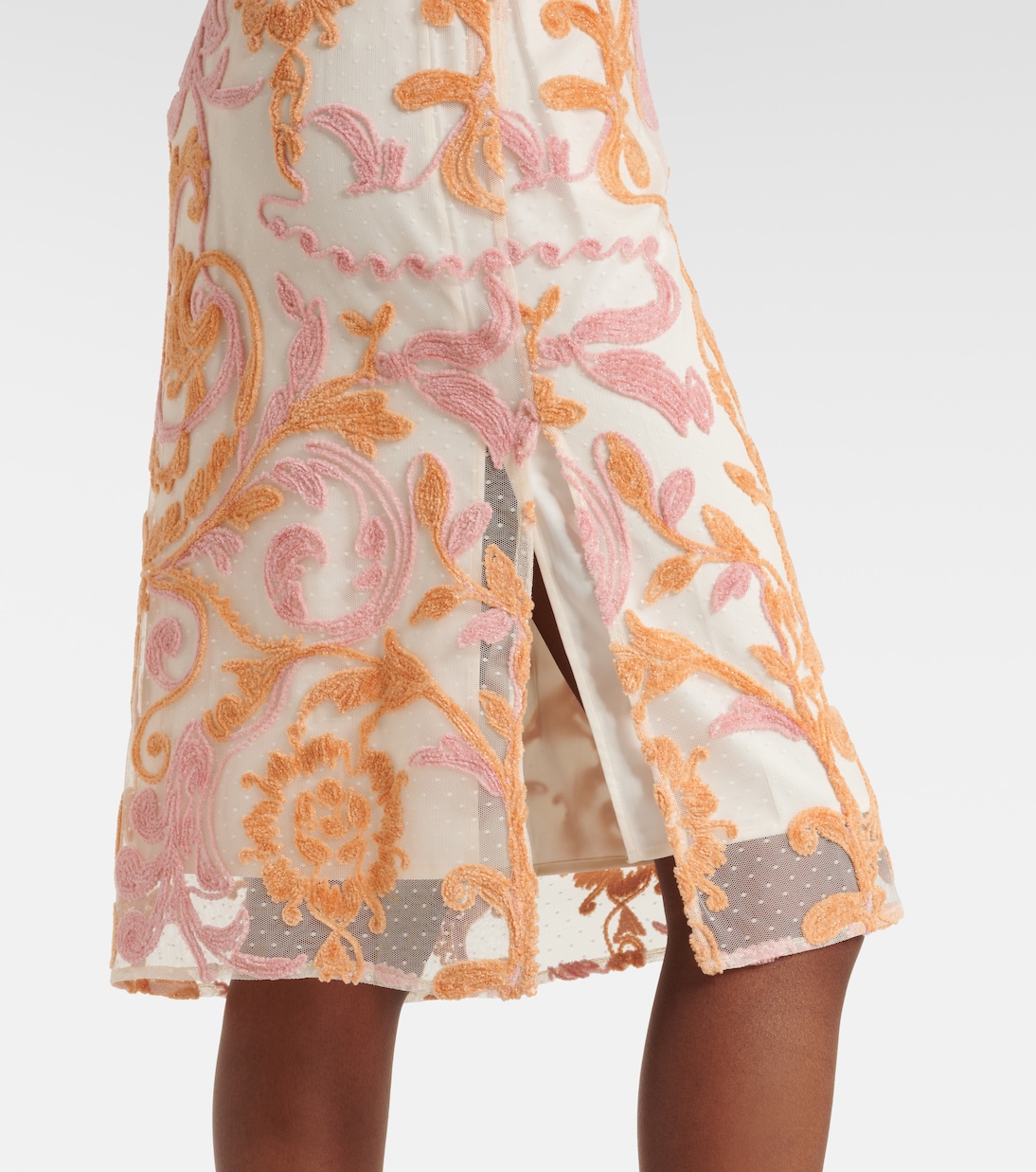 Bestickter Midirock aus Samt und Tüll | Xu Zhi