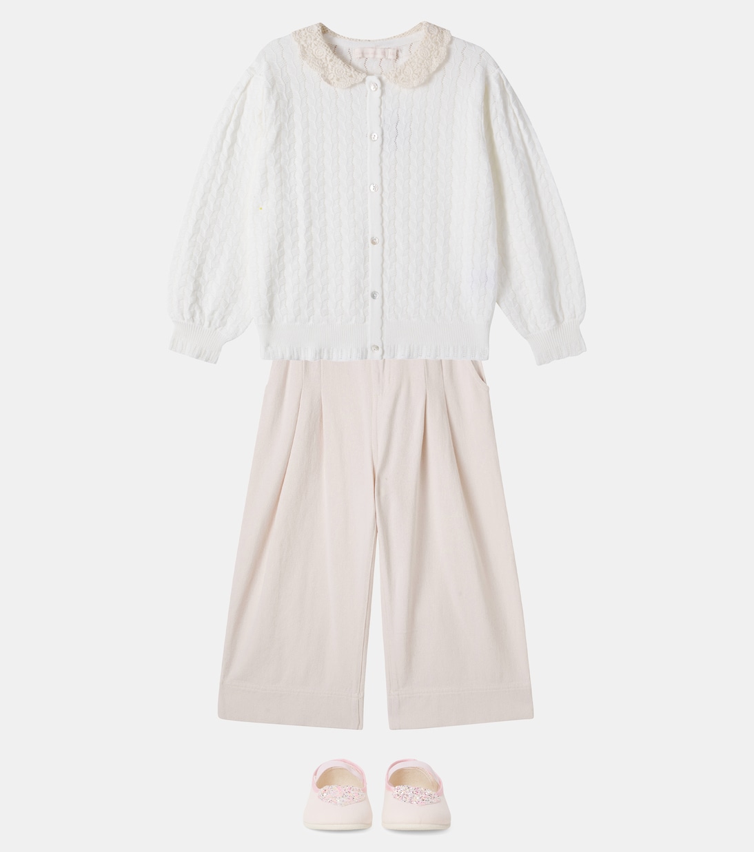 Cardigan Adelia in cotone pointelle | C'era Una Volta