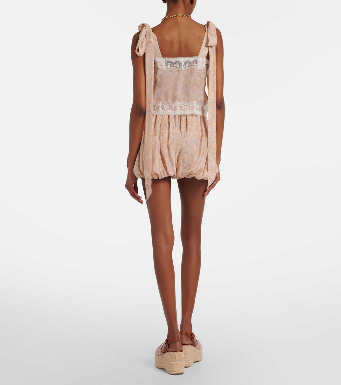 Floral pleated silk charmeuse shorts | Chloé