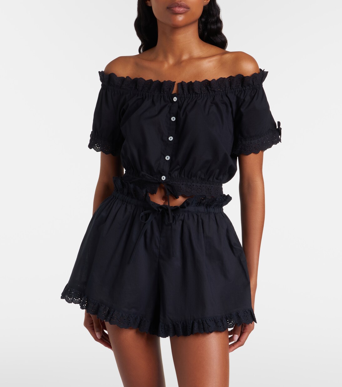 Nala broderie anglaise cotton poplin crop top | Poupette St Barth