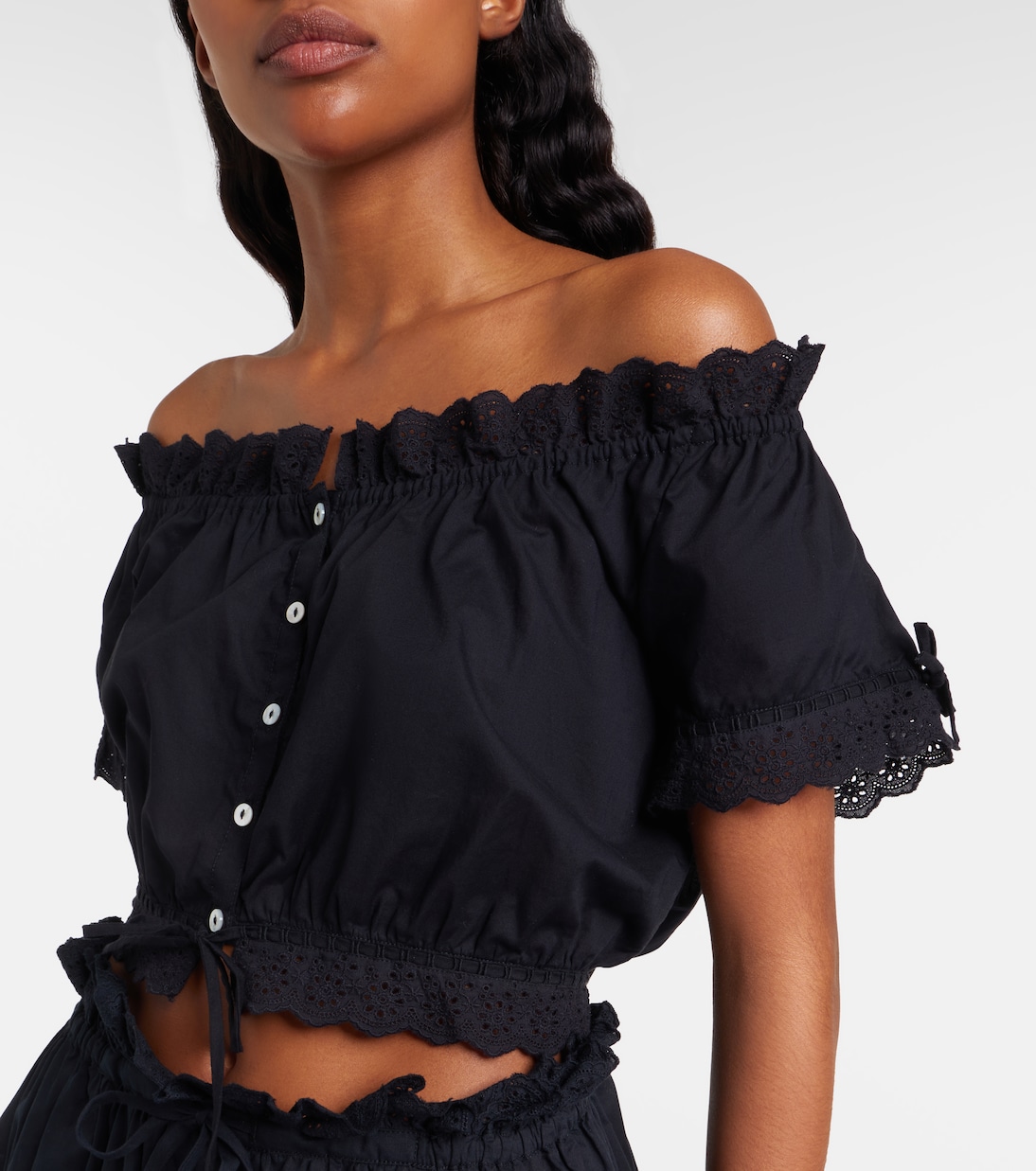 Nala broderie anglaise cotton poplin crop top | Poupette St Barth