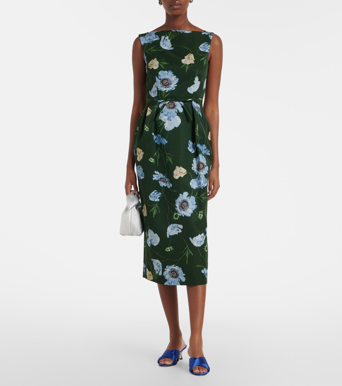 Floral cotton-blend faille midi dress | Erdem
