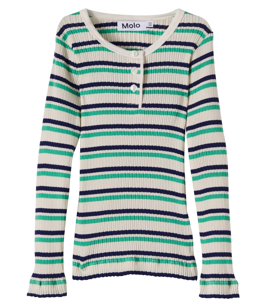 Ruby striped ribbed-knit cotton T-shirt | Molo