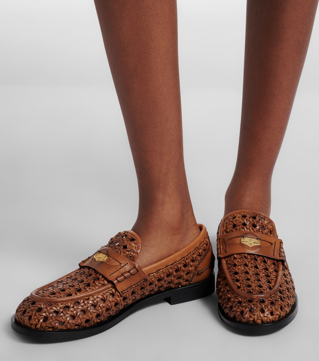 Woven leather penny loafers | Miu Miu