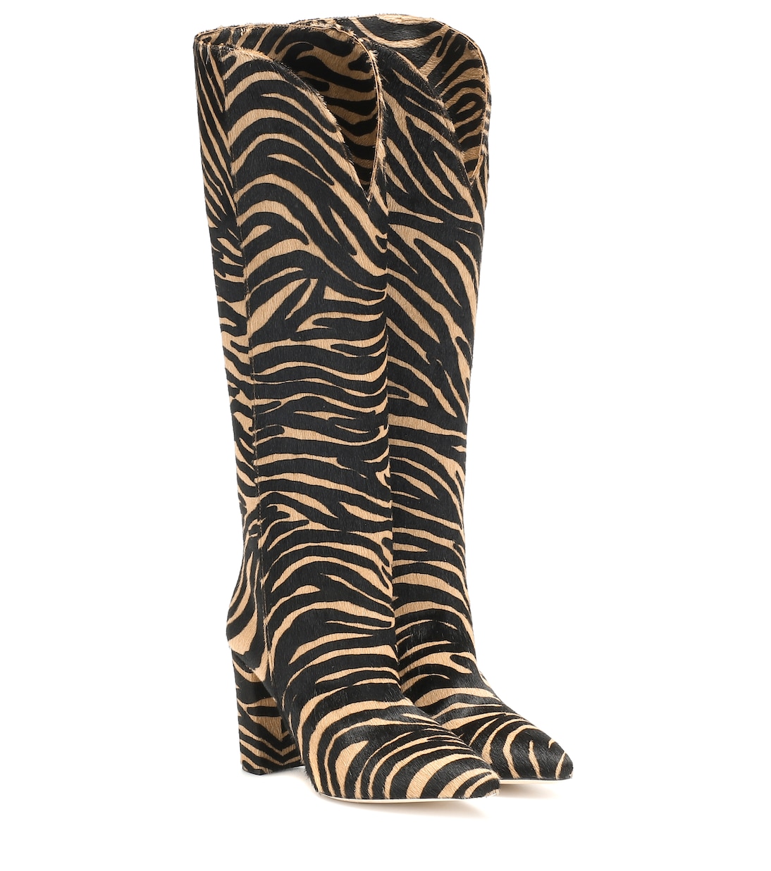 Zebra-print calf hair knee-high boots | Paris Texas