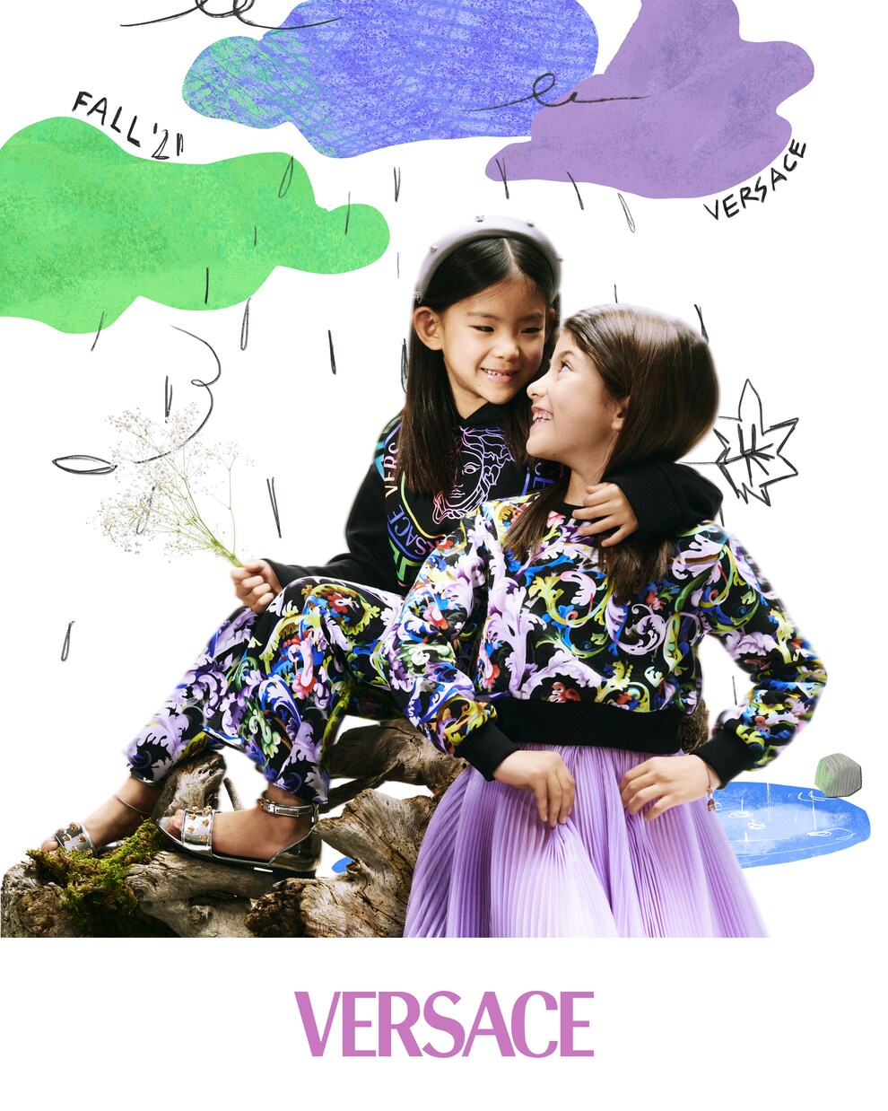 Sweat-shirt imprimé en coton | Versace Kids