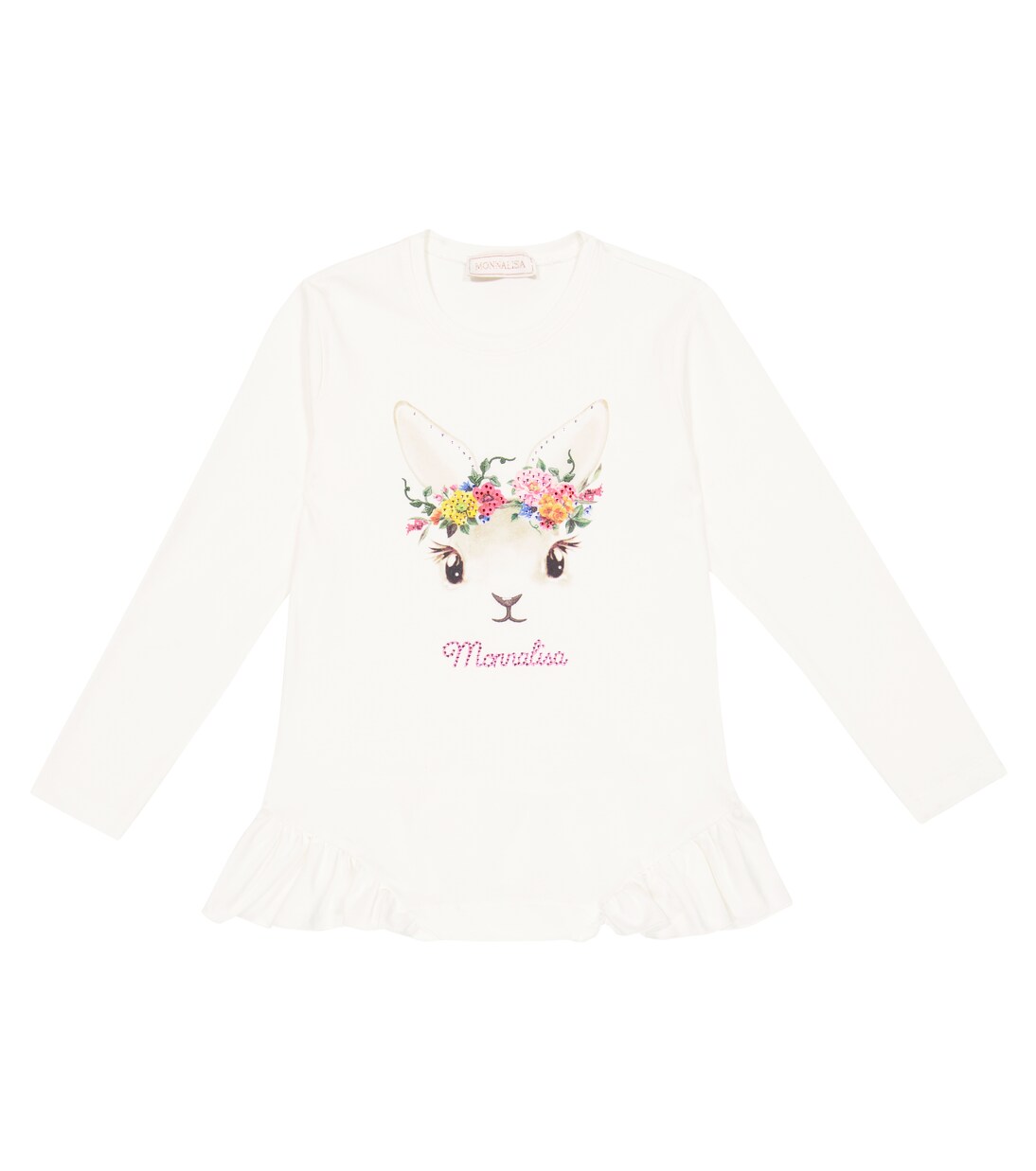 Embellished cotton-blend jersey top | Monnalisa