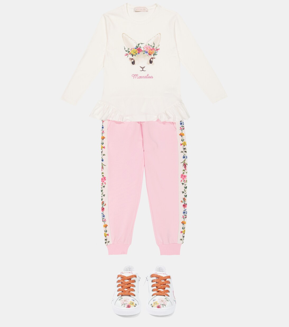 Embellished cotton-blend jersey top | Monnalisa