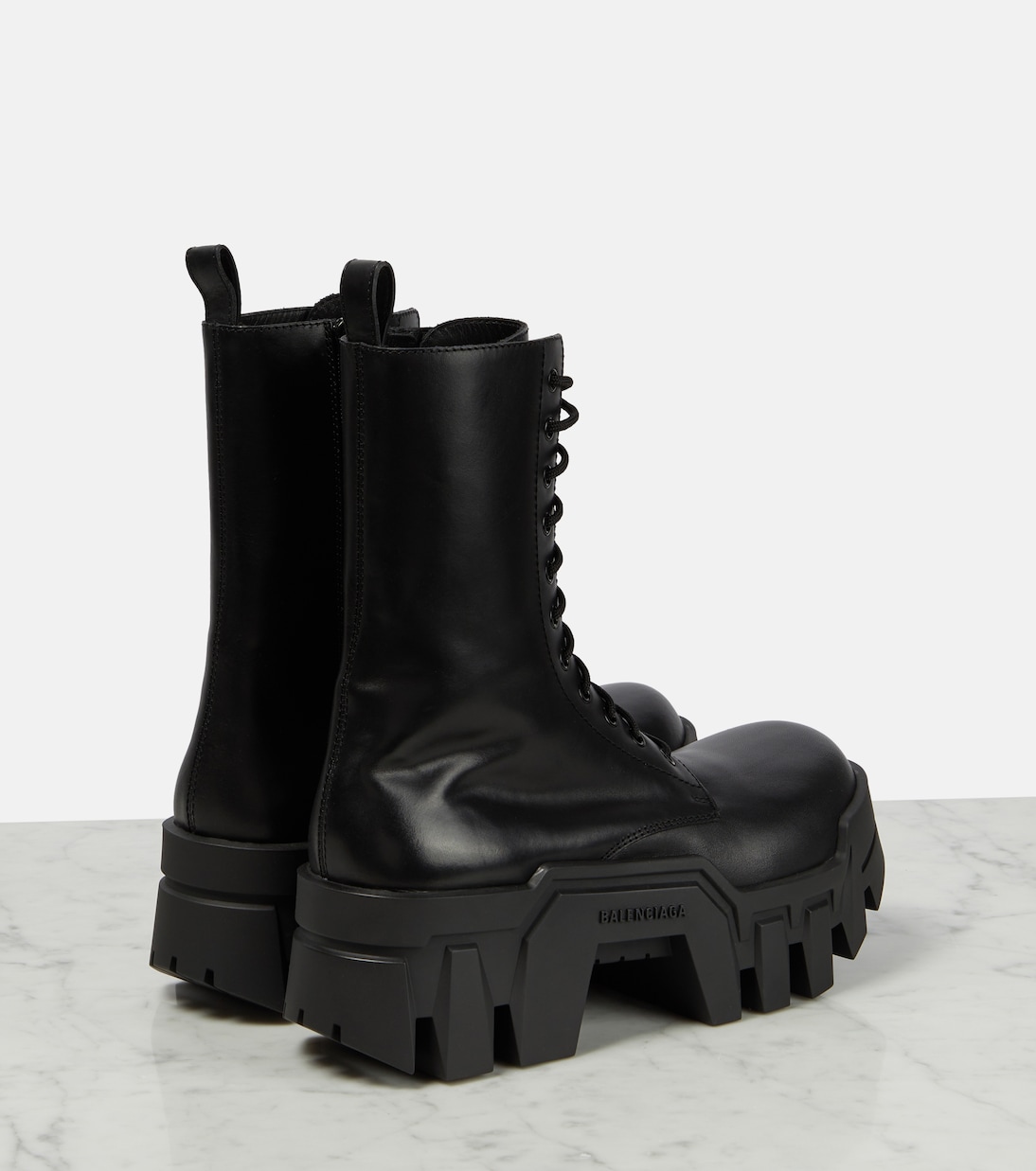 Bulldozer lace-up leather ankle boots | Balenciaga