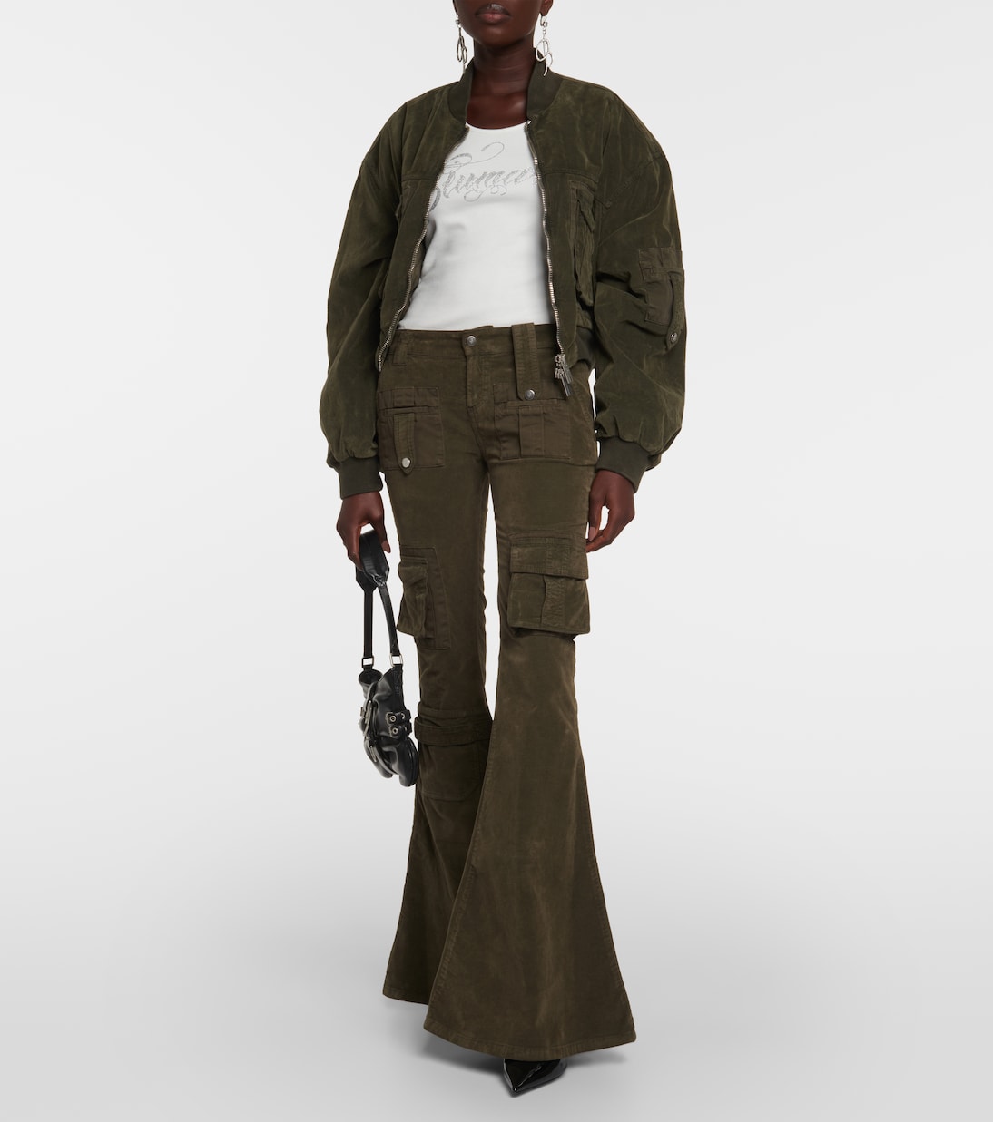 Low-Rise-Cargohose aus Samt | Blumarine