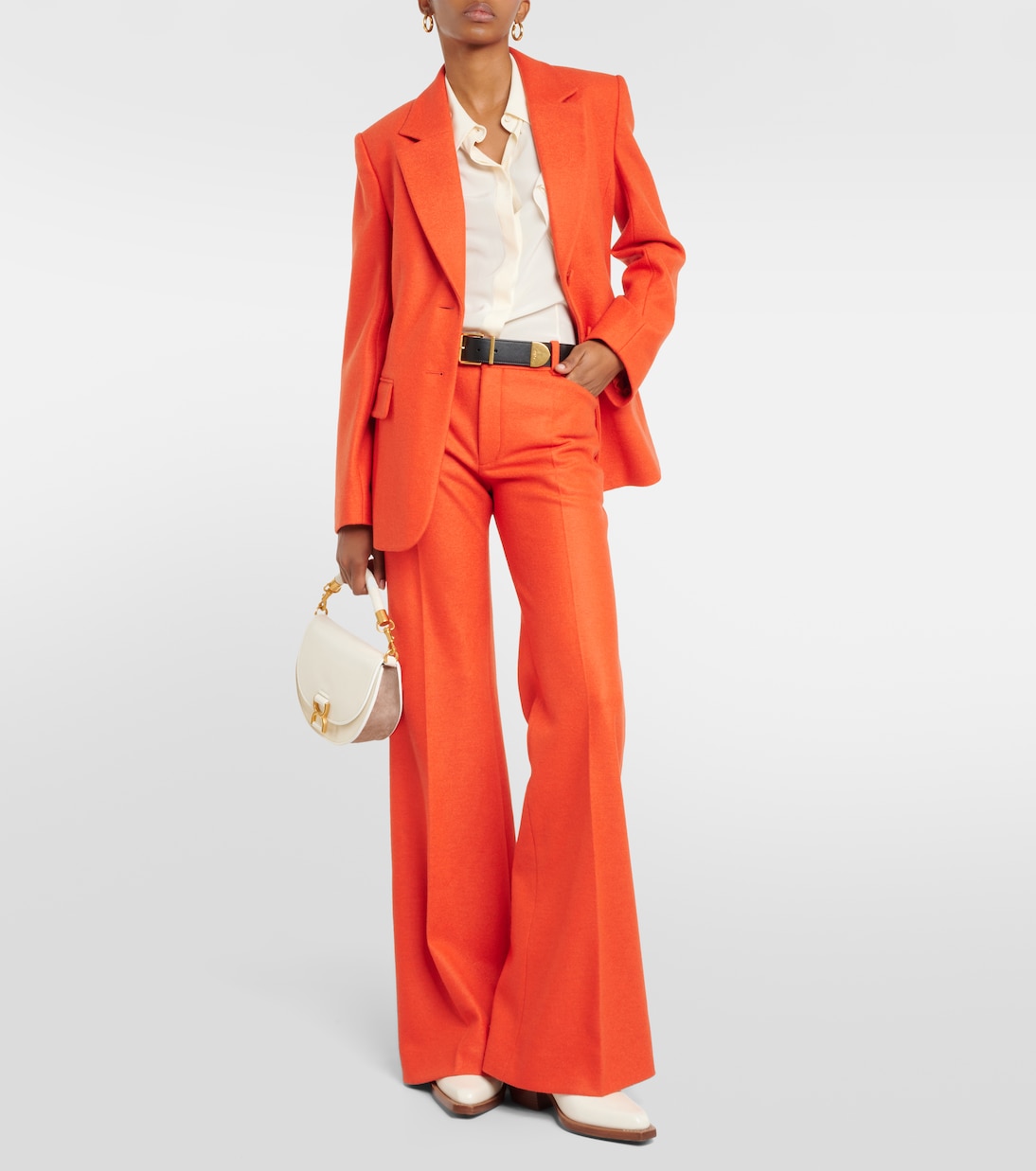 Felted wool and cashmere jersey flared pants | Chloé
