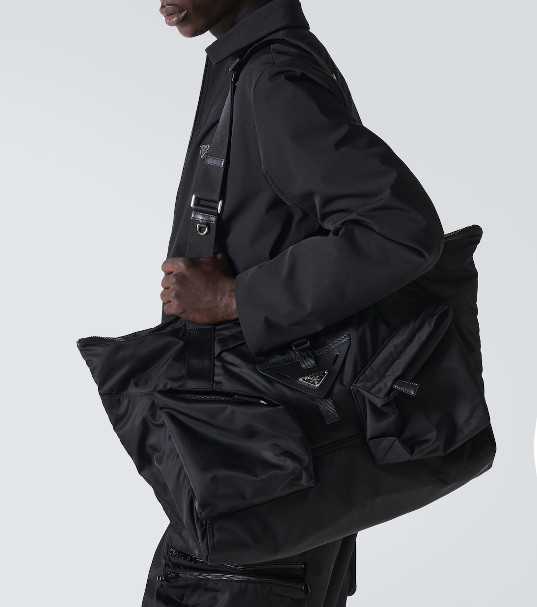 Re-Nylon leather-trimmed duffel bag | Prada
