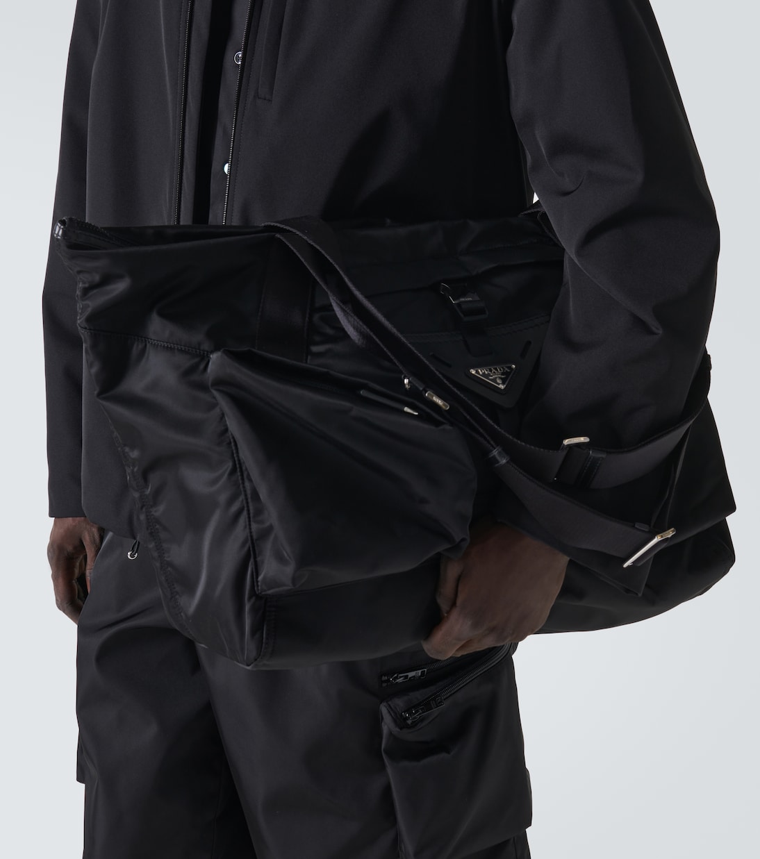 Re-Nylon leather-trimmed duffel bag | Prada