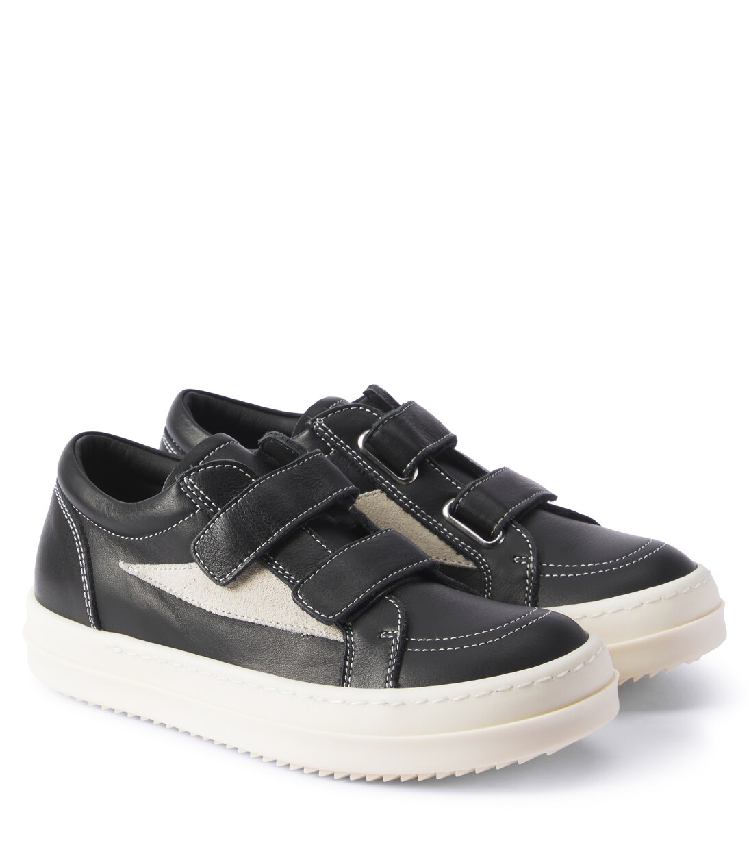 Straps Vintage leather low-top sneakers | Rick Owens Kids