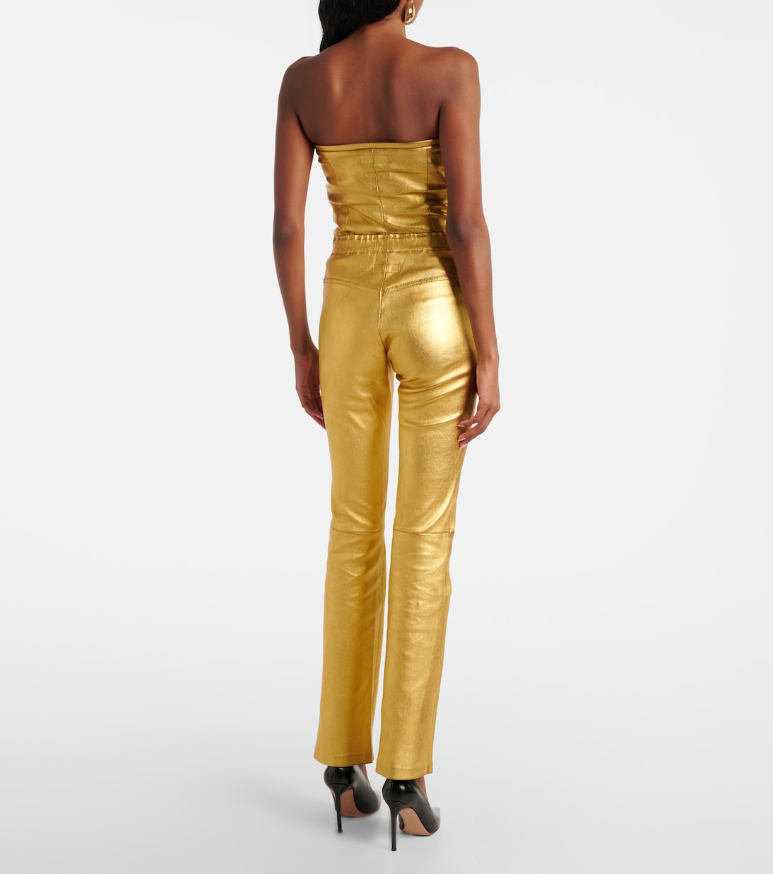 Mid-Rise-Hose JP Long aus Metallic-Leder | Stouls