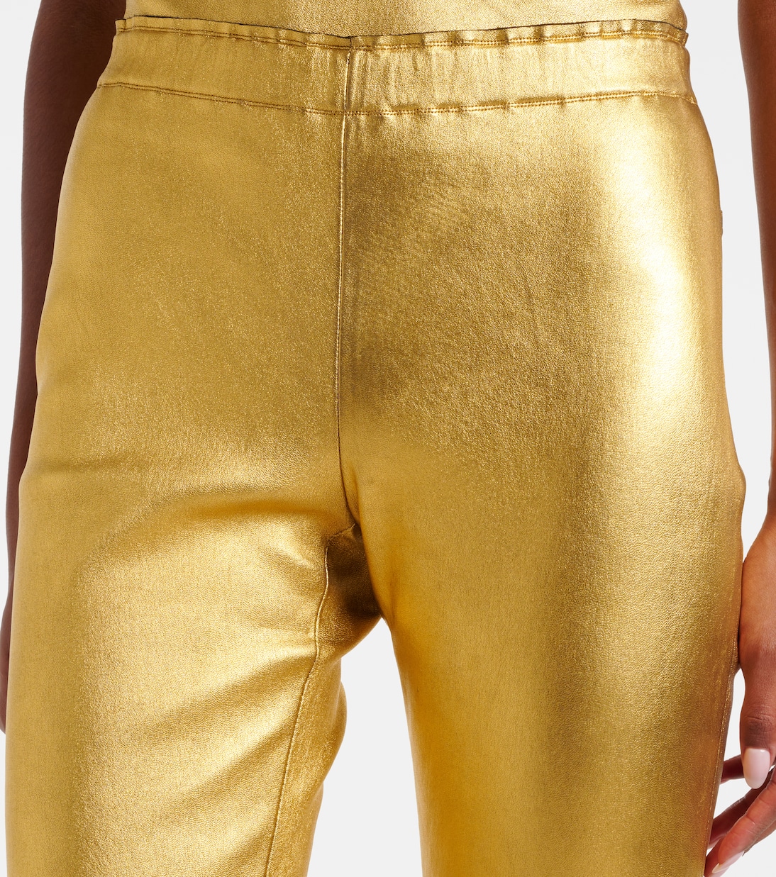 Mid-Rise-Hose JP Long aus Metallic-Leder | Stouls