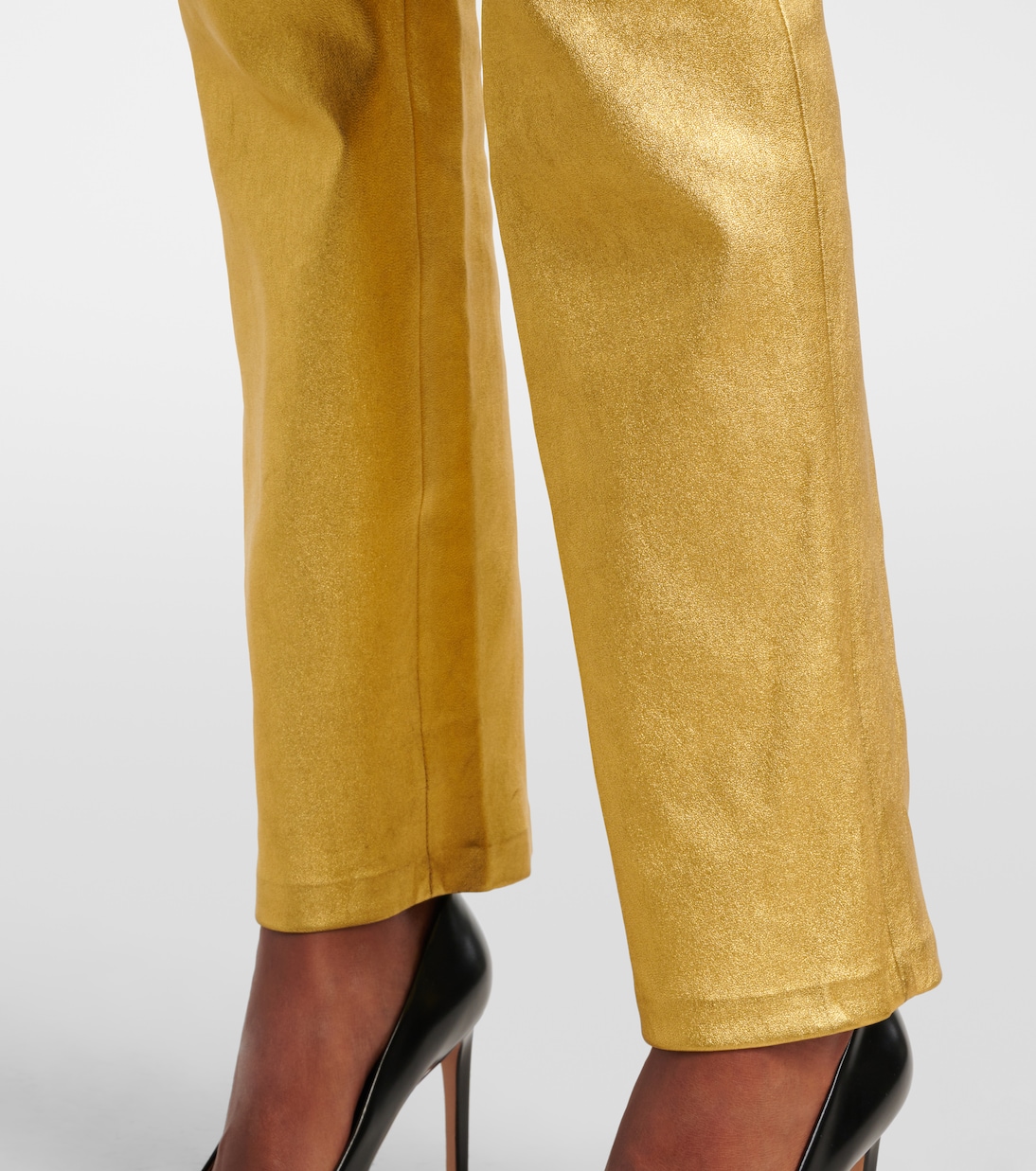 Mid-Rise-Hose JP Long aus Metallic-Leder | Stouls