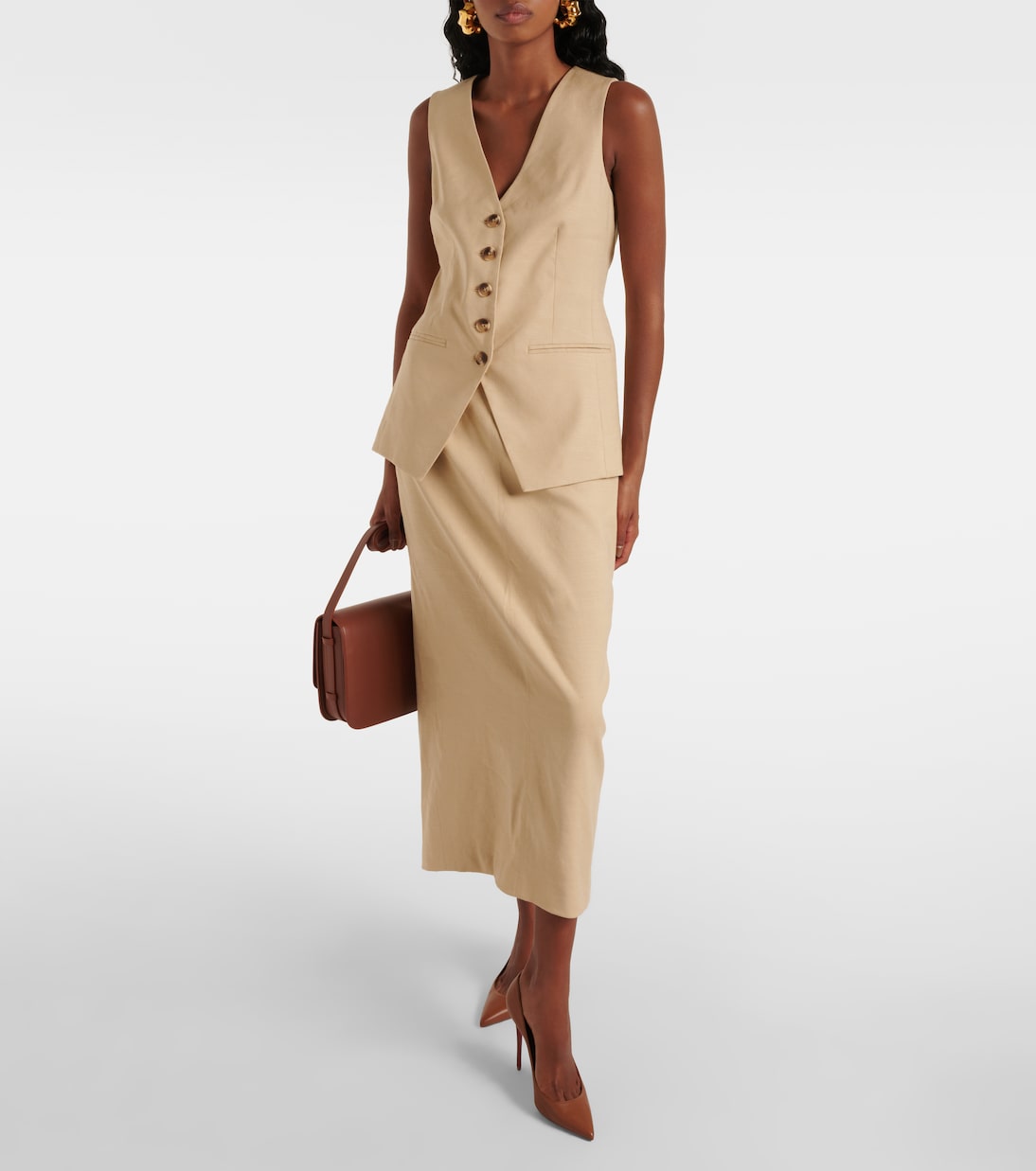 Liff linen-blend vest | Veronica Beard