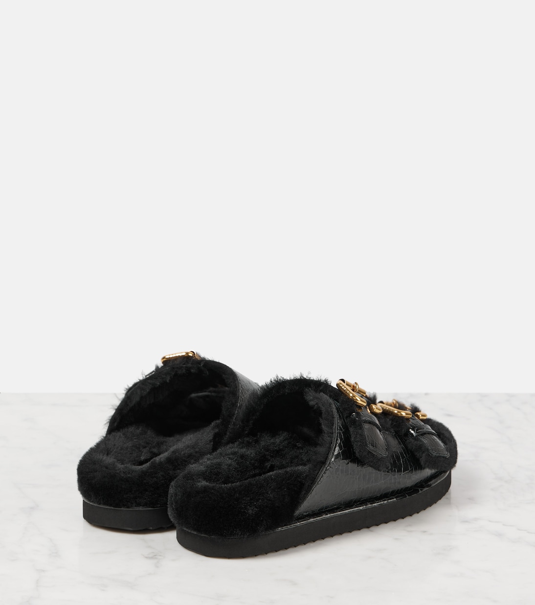 Sandalen Nil aus Leder mit Shearling | Chloé