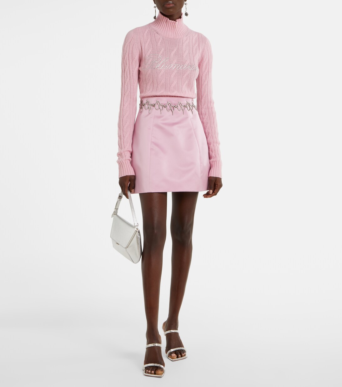 Minifalda de satén duquesa de tiro alto | Blumarine