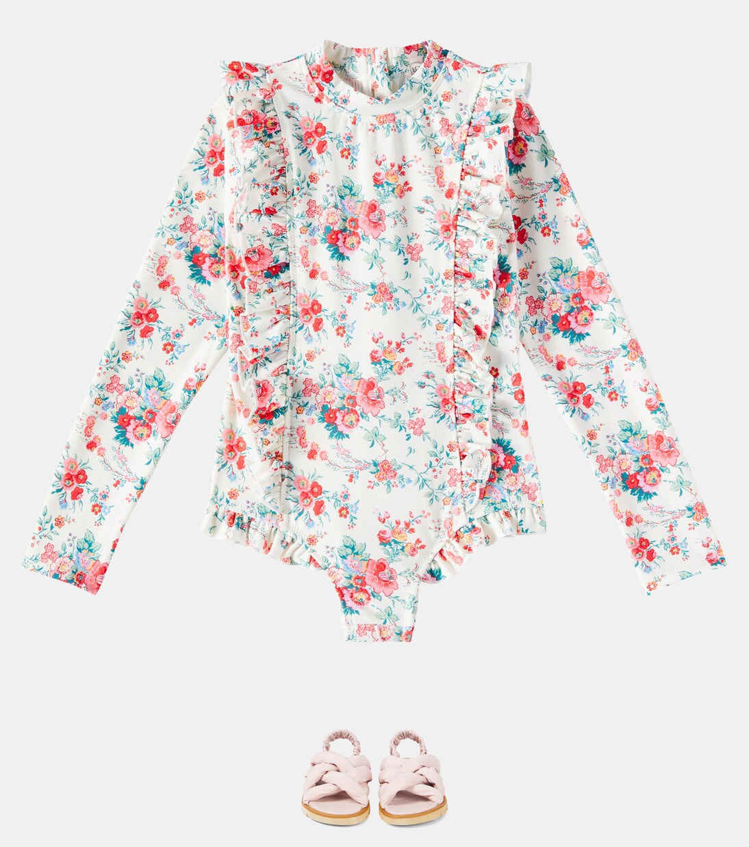 Aurelie floral ruffled rashguard swimsuit | Louise Misha