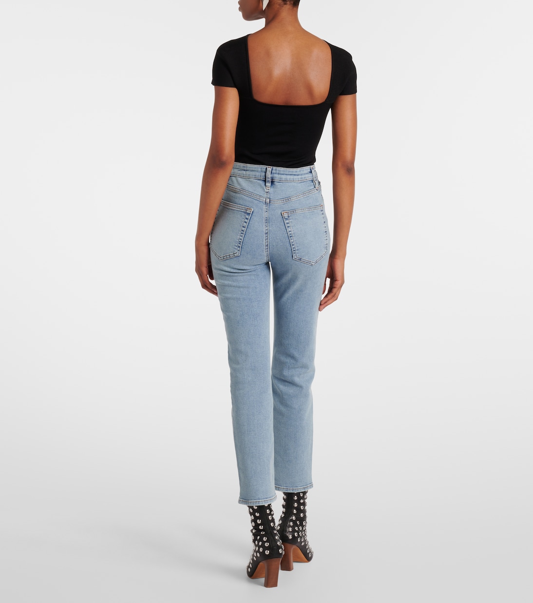 Jean droit Pencil Crop à taille haute | Frame
