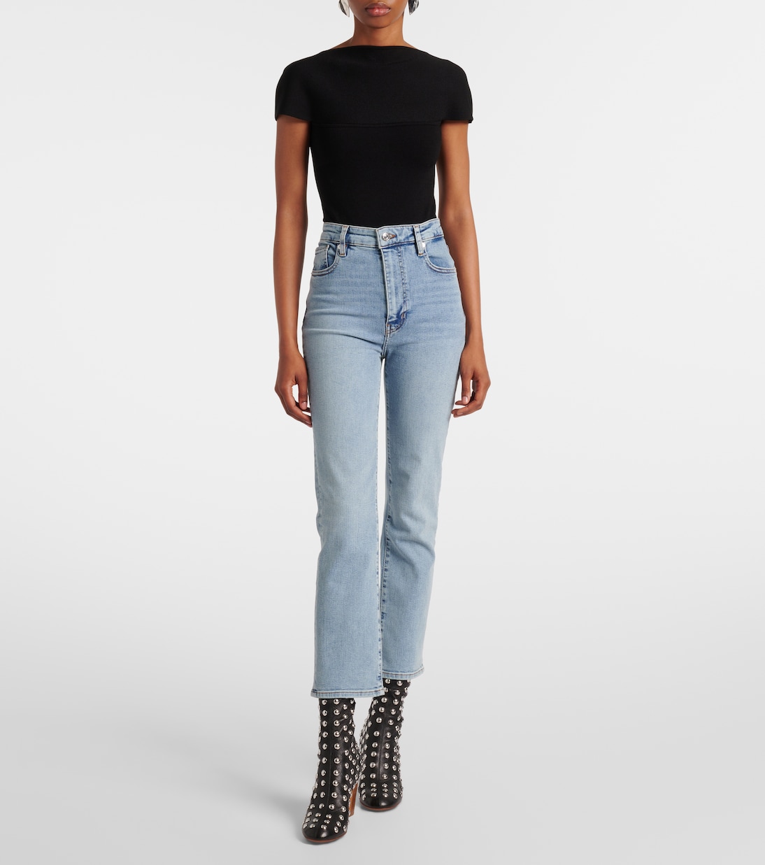 Jean droit Pencil Crop à taille haute | Frame