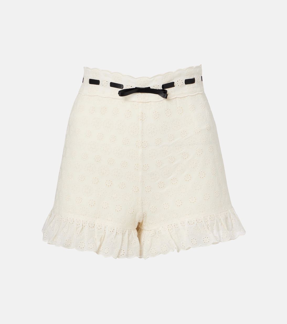 Floral ruffled cotton shorts | Valentino
