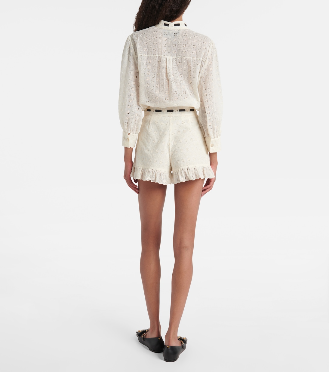 Floral ruffled cotton shorts | Valentino