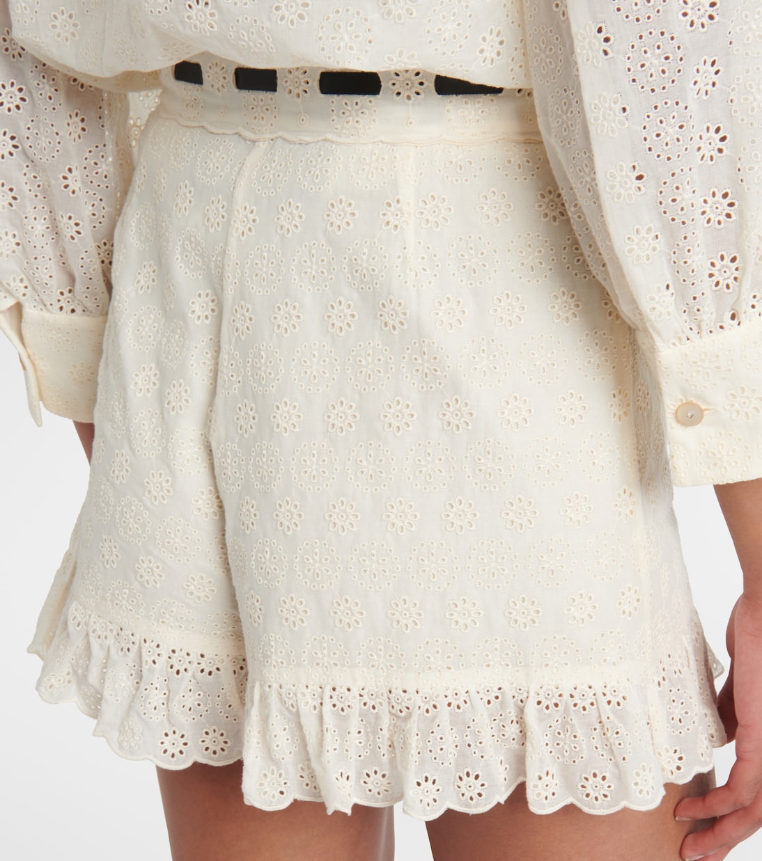 Floral ruffled cotton shorts | Valentino