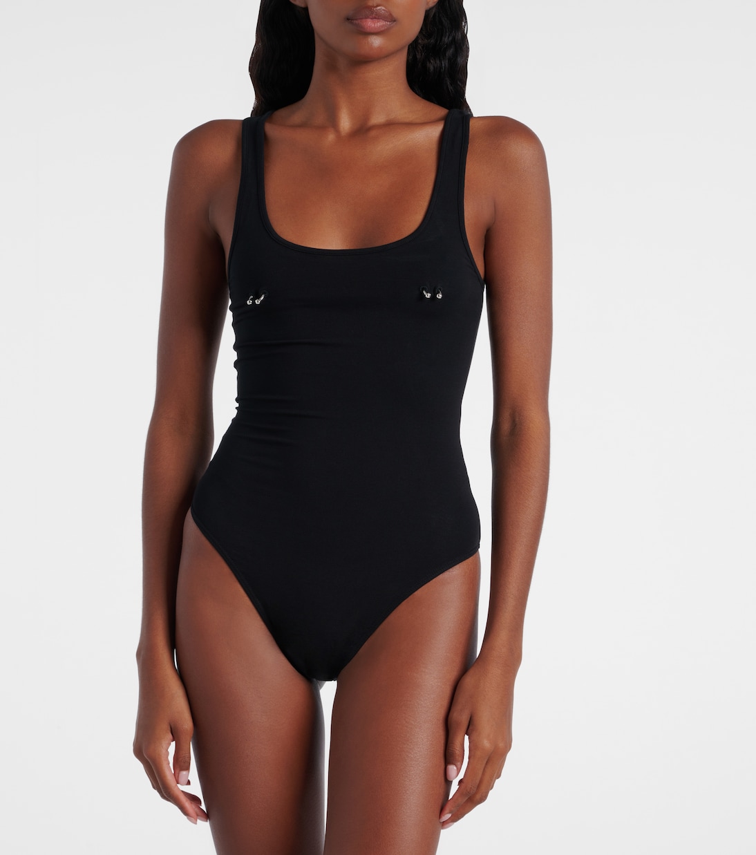 Embellished cotton-blend bodysuit | Mugler