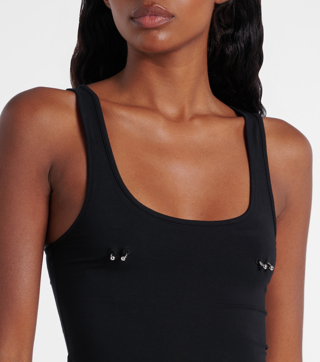 Embellished cotton-blend bodysuit | Mugler