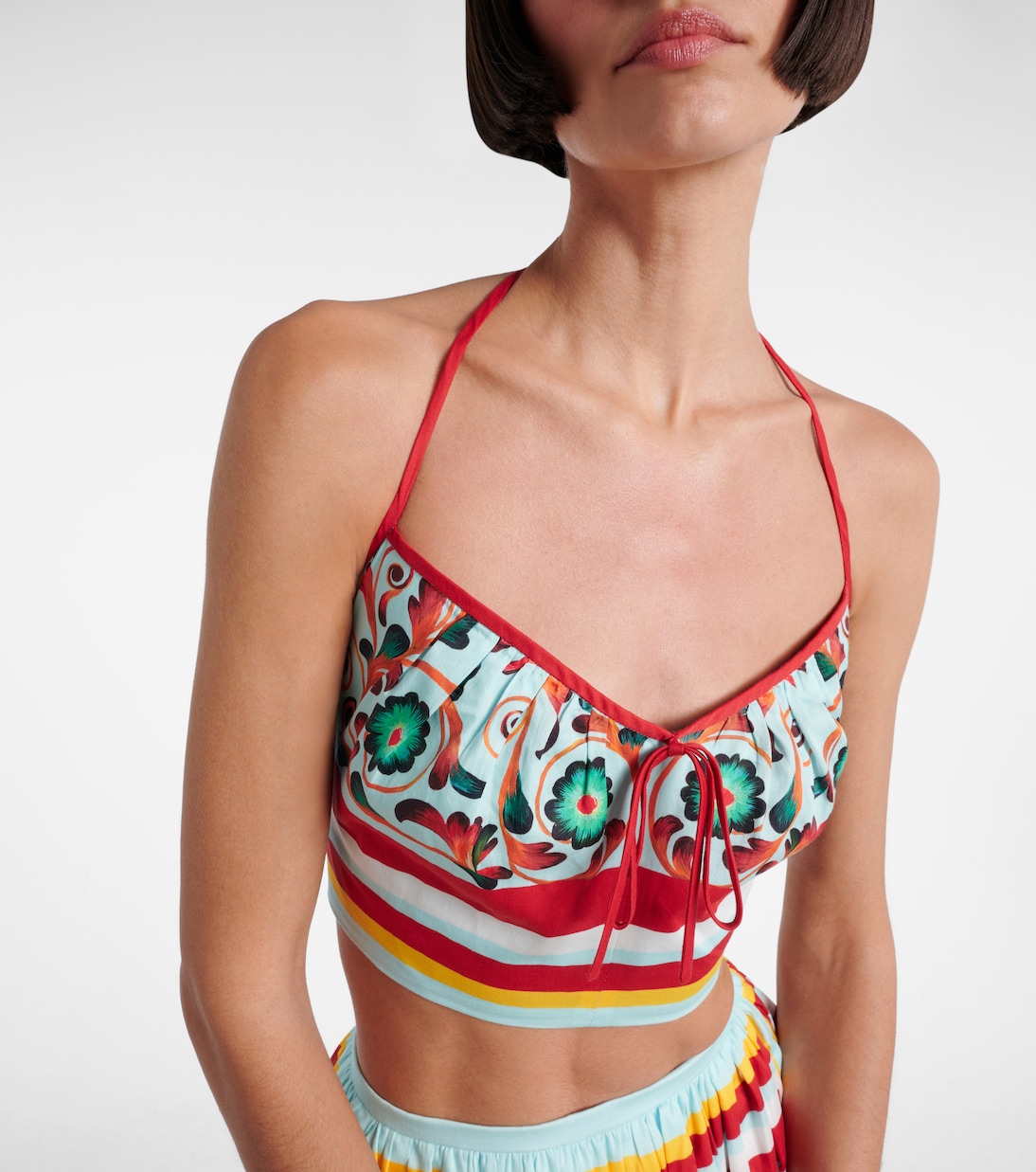 Printed halterneck cotton crop top | Dolce&Gabbana