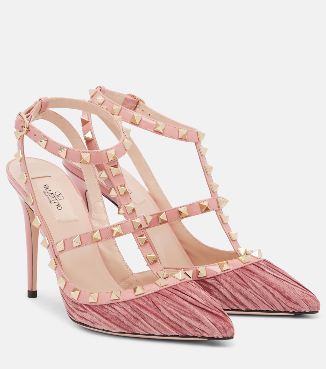 Escarpins Rockstud 100 en velours et cuir | Valentino Garavani