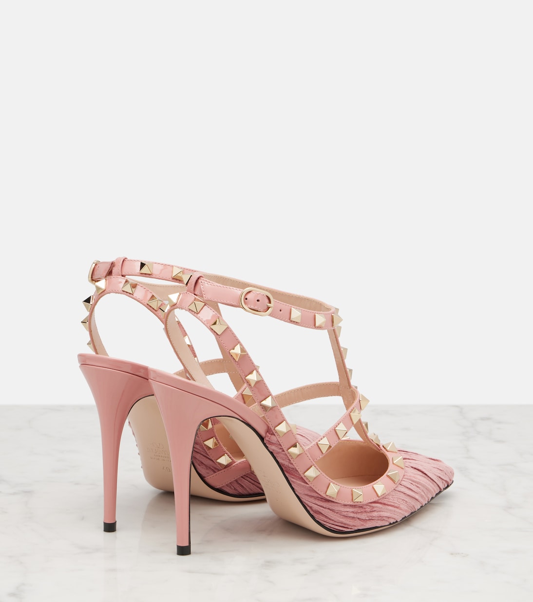Escarpins Rockstud 100 en velours et cuir | Valentino Garavani