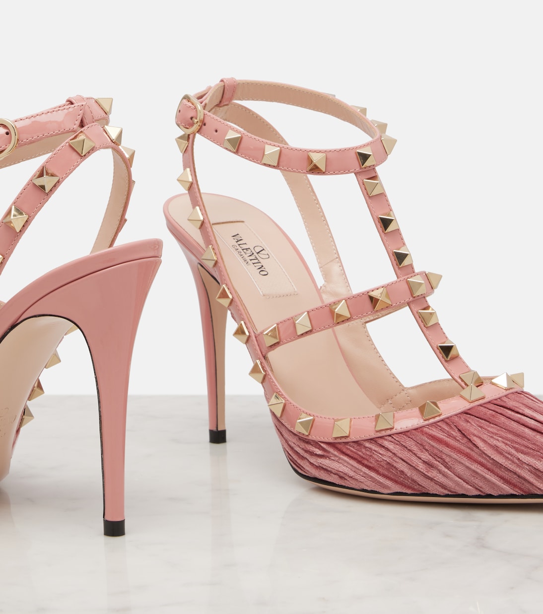 Escarpins Rockstud 100 en velours et cuir | Valentino Garavani