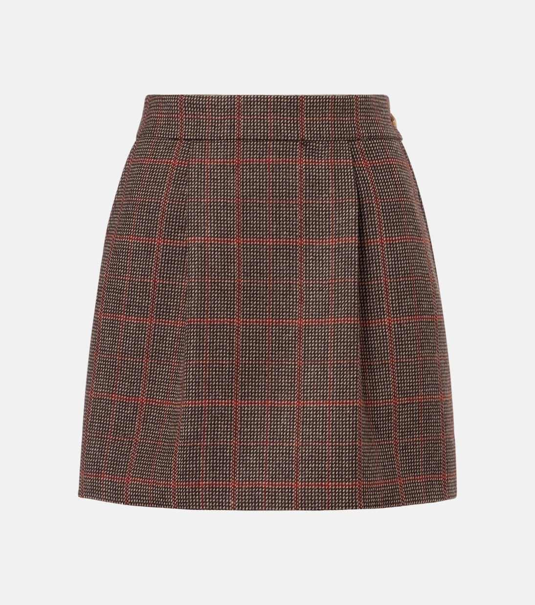 Mini-jupe en laine vierge à carreaux | Chloé