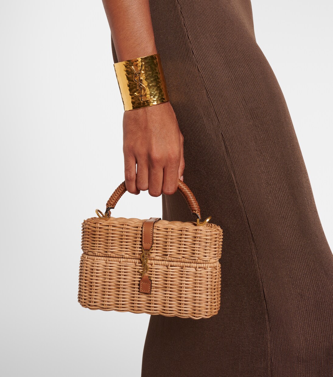 Gaby leather-trimmed wicker vanity bag | Saint Laurent