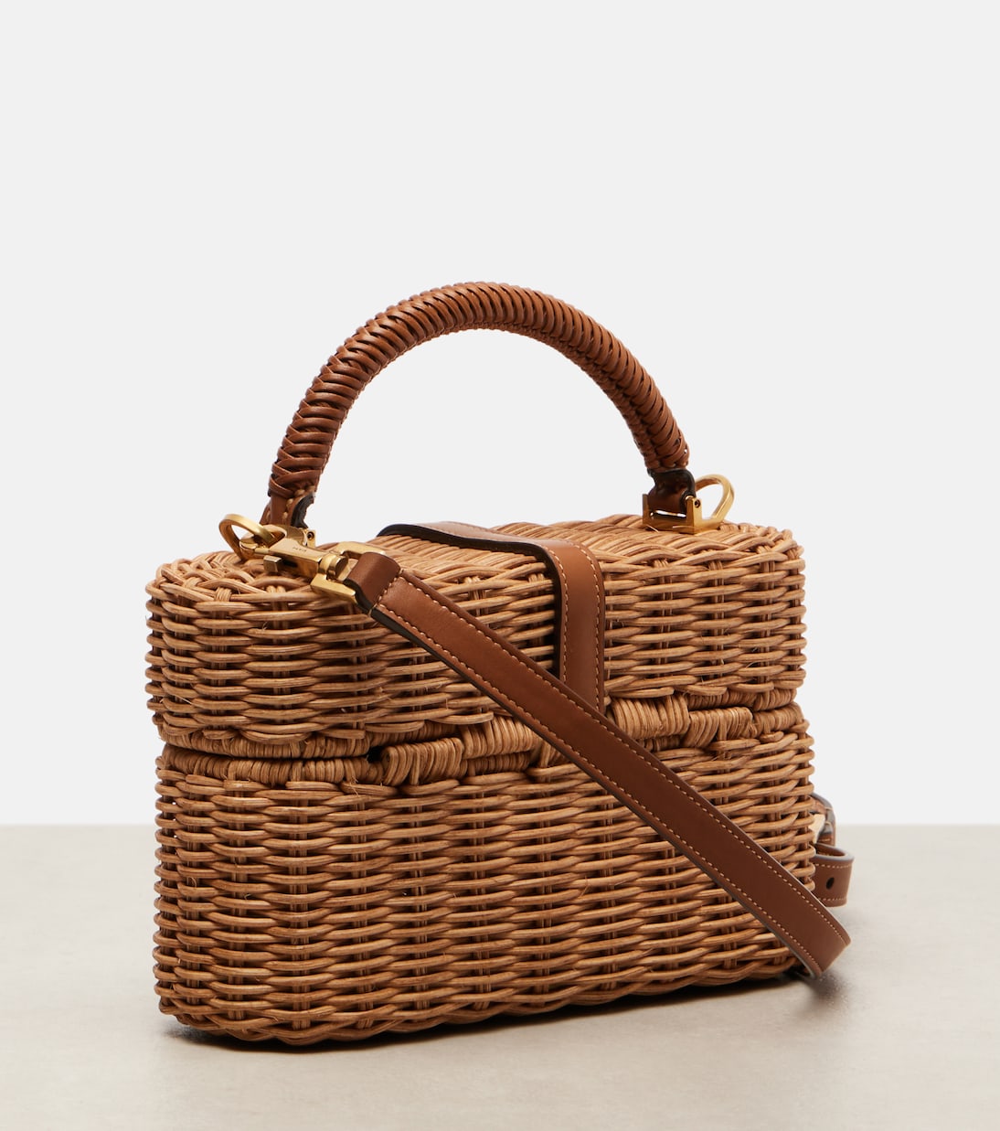 Gaby leather-trimmed wicker vanity bag | Saint Laurent