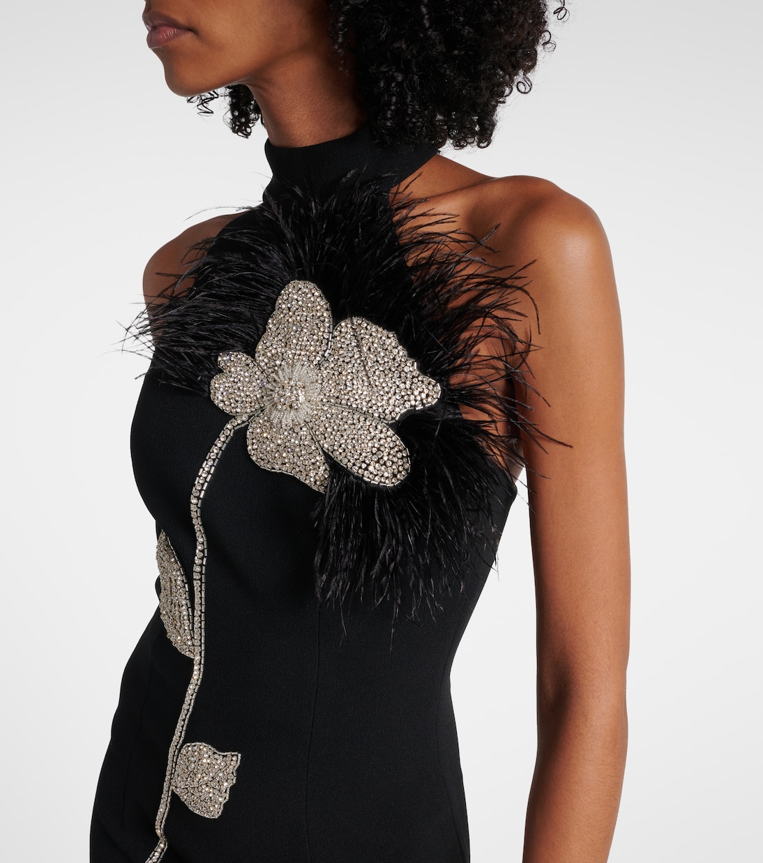 Robe longue Starlight à perles et plumes | Rebecca Vallance